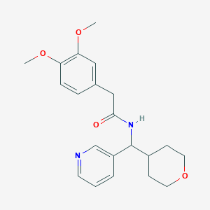 molecular formula C21H26N2O4 B2884426 2-(3,4-dimethoxyphenyl)-N-(pyridin-3-yl(tetrahydro-2H-pyran-4-yl)methyl)acetamide CAS No. 2034343-58-1