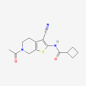 molecular formula C15H17N3O2S B2884435 N-(6-acetyl-3-cyano-4,5,6,7-tetrahydrothieno[2,3-c]pyridin-2-yl)cyclobutanecarboxamide CAS No. 1171913-05-5