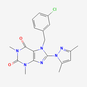 molecular formula C19H19ClN6O2 B2884450 7-(3-chlorobenzyl)-8-(3,5-dimethyl-1H-pyrazol-1-yl)-1,3-dimethyl-1H-purine-2,6(3H,7H)-dione CAS No. 1019100-21-0