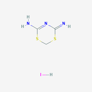 molecular formula C3H6IN3S2 B2884457 1,3,5-Dithiazinane-4,6-diimine hydroiodide CAS No. 21692-37-5