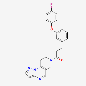 3-(3-(4-fluorophenoxy)phenyl)-1-(2-methyl-8,9-dihydropyrazolo[1,5-a]pyrido[3,4-e]pyrimidin-7(6H)-yl)propan-1-one