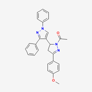 molecular formula C27H24N4O2 B2884461 1-[3-(1,3-二苯基吡唑-4-基)-5-(4-甲氧基苯基)-3,4-二氢吡唑-2-基]乙酮 CAS No. 349549-18-4