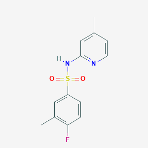 molecular formula C13H13FN2O2S B288449 4-fluoro-3-methyl-N-(4-methylpyridin-2-yl)benzenesulfonamide 