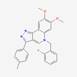 molecular formula C26H22FN3O2 B2884504 5-[(2-氟苯基)甲基]-7,8-二甲氧基-3-(4-甲苯基)吡唑并[4,3-c]喹啉 CAS No. 866728-01-0