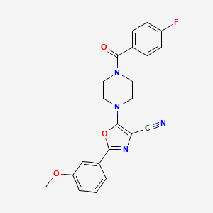 molecular formula C22H19FN4O3 B2884522 5-(4-(4-Fluorobenzoyl)piperazin-1-yl)-2-(3-methoxyphenyl)oxazole-4-carbonitrile CAS No. 903854-98-8