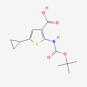 molecular formula C13H17NO4S B2884524 5-Cyclopropyl-2-[(2-methylpropan-2-yl)oxycarbonylamino]thiophene-3-carboxylic acid CAS No. 2248413-08-1