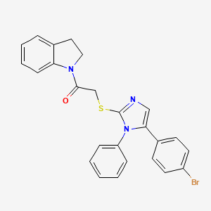 molecular formula C25H20BrN3OS B2884528 2-((5-(4-bromophenyl)-1-phenyl-1H-imidazol-2-yl)thio)-1-(indolin-1-yl)ethanone CAS No. 1207006-77-6