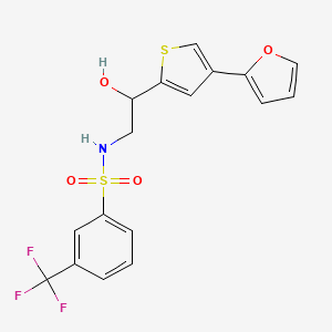 molecular formula C17H14F3NO4S2 B2884544 N-{2-[4-(furan-2-yl)thiophen-2-yl]-2-hydroxyethyl}-3-(trifluoromethyl)benzene-1-sulfonamide CAS No. 2380010-36-4