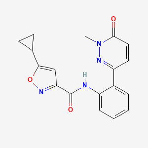 molecular formula C18H16N4O3 B2884563 5-环丙基-N-(2-(1-甲基-6-氧代-1,6-二氢吡哒嗪-3-基)苯基)异恶唑-3-甲酰胺 CAS No. 1798024-72-2