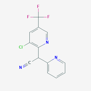 molecular formula C13H7ClF3N3 B2884566 2-[3-Chloro-5-(trifluoromethyl)-2-pyridinyl]-2-(2-pyridinyl)acetonitrile CAS No. 338407-36-6