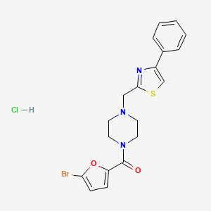 molecular formula C19H19BrClN3O2S B2884570 (5-溴呋喃-2-基)(4-((4-苯并噻唑-2-基)甲基)哌嗪-1-基)甲酮盐酸盐 CAS No. 1323330-94-4
