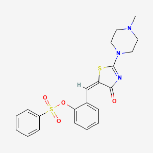 molecular formula C21H21N3O4S2 B2884585 (E)-2-((2-(4-methylpiperazin-1-yl)-4-oxothiazol-5(4H)-ylidene)methyl)phenyl benzenesulfonate CAS No. 847338-90-3