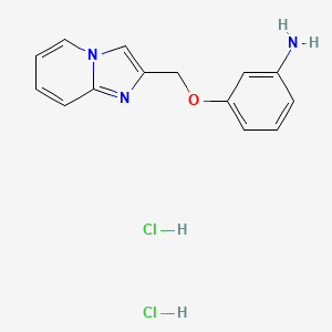 molecular formula C14H15Cl2N3O B2884589 3-{Imidazo[1,2-a]pyridin-2-ylmethoxy}aniline dihydrochloride CAS No. 1258641-44-9