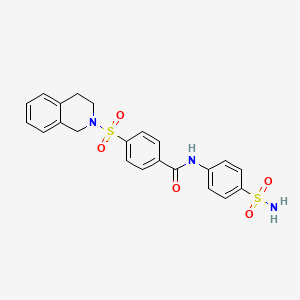 molecular formula C22H21N3O5S2 B2884591 4-(3,4-二氢-1H-异喹啉-2-磺酰基)-N-(4-磺酰氨基苯基)苯甲酰胺 CAS No. 391876-79-2