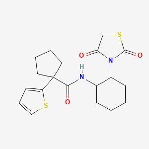 molecular formula C19H24N2O3S2 B2884602 N-(2-(2,4-dioxothiazolidin-3-yl)cyclohexyl)-1-(thiophen-2-yl)cyclopentanecarboxamide CAS No. 1207008-80-7