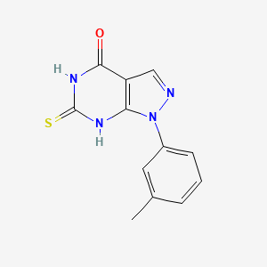 molecular formula C12H10N4OS B2884606 6-巯基-1-(间甲苯基)-1H-吡唑并[3,4-d]嘧啶-4(5H)-酮 CAS No. 1416344-86-9