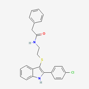 molecular formula C24H21ClN2OS B2884607 N-(2-((2-(4-chlorophenyl)-1H-indol-3-yl)thio)ethyl)-2-phenylacetamide CAS No. 850917-39-4