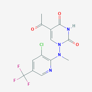 molecular formula C13H10ClF3N4O3 B2884613 5-acetyl-1-[[3-chloro-5-(trifluoromethyl)-2-pyridinyl](methyl)amino]-2,4(1H,3H)-pyrimidinedione CAS No. 338399-19-2