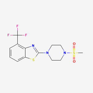 molecular formula C13H14F3N3O2S2 B2884620 2-(4-(Methylsulfonyl)piperazin-1-yl)-4-(trifluoromethyl)benzo[d]thiazole CAS No. 1396749-72-6