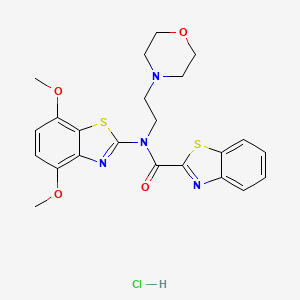 molecular formula C23H25ClN4O4S2 B2884634 N-(4,7-dimethoxybenzo[d]thiazol-2-yl)-N-(2-morpholinoethyl)benzo[d]thiazole-2-carboxamide hydrochloride CAS No. 1216504-66-3