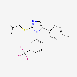 molecular formula C21H21F3N2S B2884647 2-(isobutylthio)-5-(p-tolyl)-1-(3-(trifluoromethyl)phenyl)-1H-imidazole CAS No. 1226459-85-3