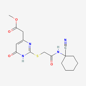 molecular formula C16H20N4O4S B2884651 Methyl 2-[2-({[(1-cyanocyclohexyl)carbamoyl]methyl}sulfanyl)-6-oxo-1,6-dihydropyrimidin-4-yl]acetate CAS No. 930720-39-1