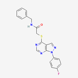 molecular formula C20H16FN5OS B2884654 N-benzyl-2-[1-(4-fluorophenyl)pyrazolo[3,4-d]pyrimidin-4-yl]sulfanylacetamide CAS No. 893937-33-2