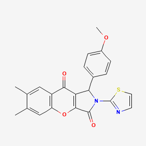 molecular formula C23H18N2O4S B2884670 1-(4-甲氧基苯基)-6,7-二甲基-2-(噻唑-2-基)-1,2-二氢色烯并[2,3-c]吡咯-3,9-二酮 CAS No. 632322-19-1
