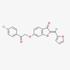 molecular formula C21H13ClO5 B2884673 (Z)-6-(2-(4-氯苯基)-2-氧代乙氧基)-2-(呋喃-2-基亚甲基)苯并呋喃-3(2H)-酮 CAS No. 622794-17-6