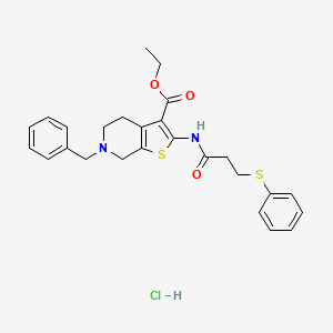 B2884677 Ethyl 6-benzyl-2-(3-(phenylthio)propanamido)-4,5,6,7-tetrahydrothieno[2,3-c]pyridine-3-carboxylate hydrochloride CAS No. 1330295-21-0