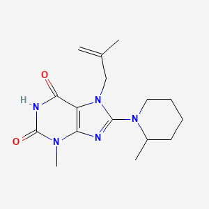 molecular formula C16H23N5O2 B2884690 3-甲基-7-(2-甲基烯丙基)-8-(2-甲基哌啶-1-基)-1H-嘌呤-2,6(3H,7H)-二酮 CAS No. 672942-73-3