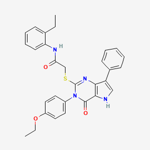 molecular formula C30H28N4O3S B2884697 2-((3-(4-乙氧苯基)-4-氧代-7-苯基-4,5-二氢-3H-吡咯并[3,2-d]嘧啶-2-基)硫代)-N-(2-乙基苯基)乙酰胺 CAS No. 2034584-38-6