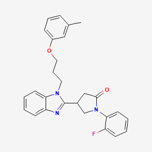 molecular formula C27H26FN3O2 B2884720 1-(2-氟苯基)-4-{1-[3-(3-甲基苯氧基)丙基]-1H-苯并咪唑-2-基}吡咯烷-2-酮 CAS No. 847396-14-9