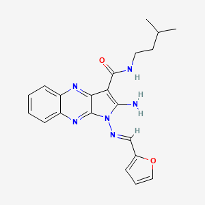 (E)-2-amino-1-((furan-2-ylmethylene)amino)-N-isopentyl-1H-pyrrolo[2,3-b]quinoxaline-3-carboxamide