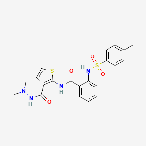 molecular formula C21H22N4O4S2 B2884724 N-[3-(N',N'-dimethylhydrazinecarbonyl)thiophen-2-yl]-2-(4-methylbenzenesulfonamido)benzamide CAS No. 893132-82-6