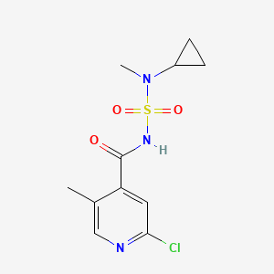 molecular formula C11H14ClN3O3S B2884729 2-Chloro-N-[cyclopropyl(methyl)sulfamoyl]-5-methylpyridine-4-carboxamide CAS No. 2411297-32-8