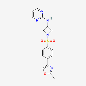 molecular formula C17H17N5O3S B2884730 N-(1-((4-(2-methyloxazol-4-yl)phenyl)sulfonyl)azetidin-3-yl)pyrimidin-2-amine CAS No. 2034421-46-8