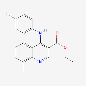 molecular formula C19H17FN2O2 B2884733 Ethyl 4-(4-fluoroanilino)-8-methyl-3-quinolinecarboxylate CAS No. 371213-55-7
