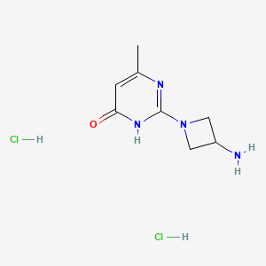 molecular formula C8H14Cl2N4O B2884734 2-(3-Aminoazetidin-1-yl)-6-methylpyrimidin-4(3H)-one dihydrochloride CAS No. 2155852-22-3