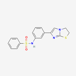 molecular formula C17H15N3O2S2 B2884737 N-(3-(2,3-dihydroimidazo[2,1-b]thiazol-6-yl)phenyl)benzenesulfonamide CAS No. 893972-77-5