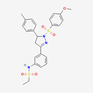molecular formula C25H27N3O5S2 B2884738 N-[3-[2-(4-甲氧基苯基)磺酰基-3-(4-甲基苯基)-3,4-二氢吡唑-5-基]苯基]乙磺酰胺 CAS No. 851782-68-8