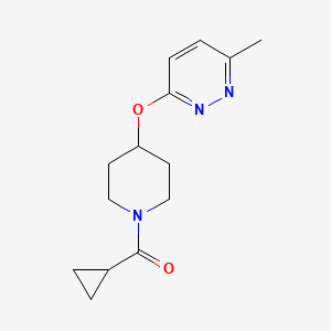 molecular formula C14H19N3O2 B2884740 Cyclopropyl(4-((6-methylpyridazin-3-yl)oxy)piperidin-1-yl)methanone CAS No. 1797222-06-0