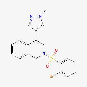 molecular formula C19H18BrN3O2S B2884745 2-((2-溴苯基)磺酰基)-4-(1-甲基-1H-吡唑-4-基)-1,2,3,4-四氢异喹啉 CAS No. 2034338-74-2