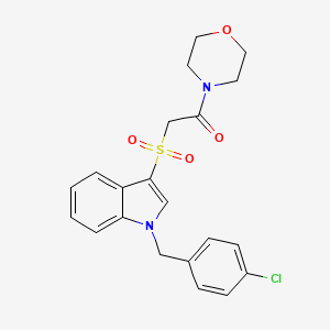 molecular formula C21H21ClN2O4S B2884778 2-((1-(4-氯苄基)-1H-吲哚-3-基)磺酰基)-1-吗啉乙酮 CAS No. 850932-97-7