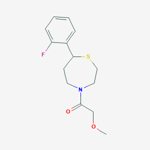 molecular formula C14H18FNO2S B2884783 1-(7-(2-氟苯基)-1,4-噻氮杂环-4-基)-2-甲氧基乙酮 CAS No. 1705214-61-4