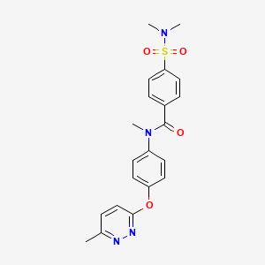 molecular formula C21H22N4O4S B2884785 4-(N,N-dimethylsulfamoyl)-N-methyl-N-(4-((6-methylpyridazin-3-yl)oxy)phenyl)benzamide CAS No. 1226442-22-3