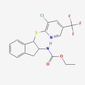 Ethyl N-[1-[3-chloro-5-(trifluoromethyl)pyridin-2-yl]sulfanyl-2,3-dihydro-1H-inden-2-yl]carbamate