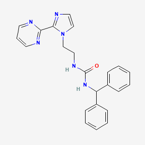 molecular formula C23H22N6O B2884792 1-benzhydryl-3-(2-(2-(pyrimidin-2-yl)-1H-imidazol-1-yl)ethyl)urea CAS No. 1797261-39-2