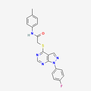 molecular formula C20H16FN5OS B2884800 2-[1-(4-fluorophenyl)pyrazolo[3,4-d]pyrimidin-4-yl]sulfanyl-N-(4-methylphenyl)acetamide CAS No. 893934-60-6