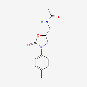 molecular formula C13H16N2O3 B2884802 N-((2-oxo-3-(p-tolyl)oxazolidin-5-yl)methyl)acetamide CAS No. 115006-76-3